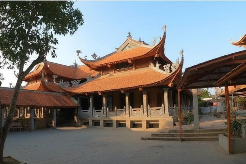 Nhà thờ Mẫu được thiết kế với mái đỏ, đậm phong cách Bắc Bộ truyền thống.